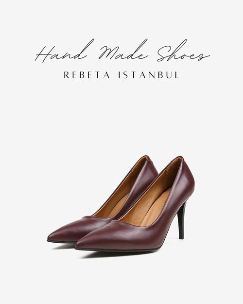 REBETA Deri Kadın Stiletto Bordo